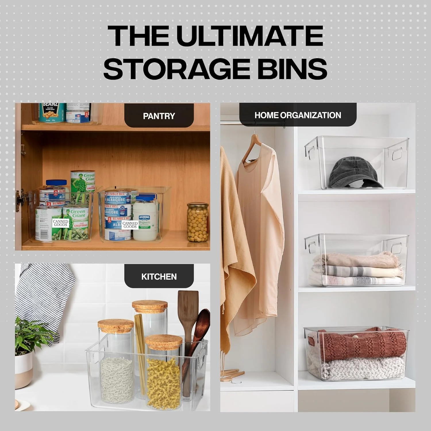4-Piece Clear Plastic Pantry Storage Bin Organizer Kit – SKU S1296 - Image 5