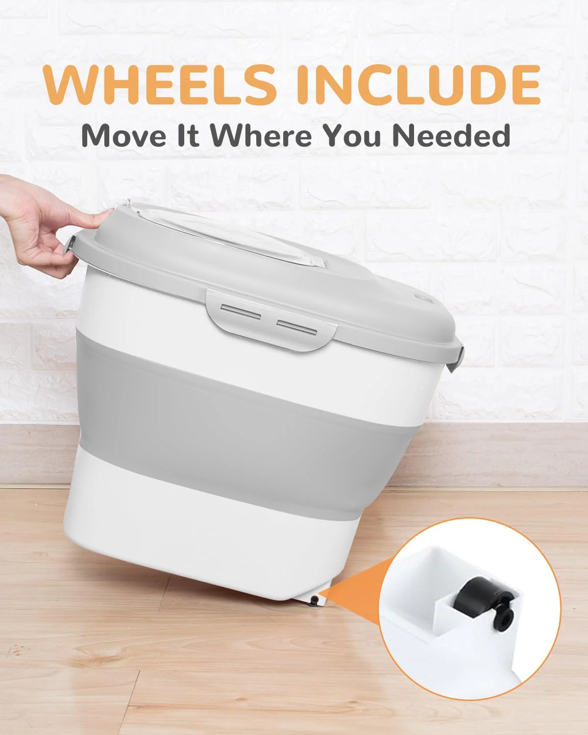 Collapsible Dog Food Storage Container with Lid – Portable Pet Food Bin for Travel & Home | S1338 - Image 3