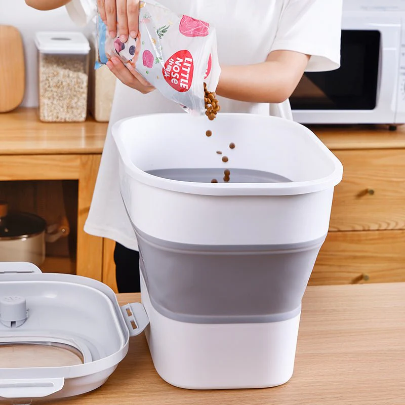 Collapsible Dog Food Storage Container with Lid – Portable Pet Food Bin for Travel & Home | S1338 - Image 7