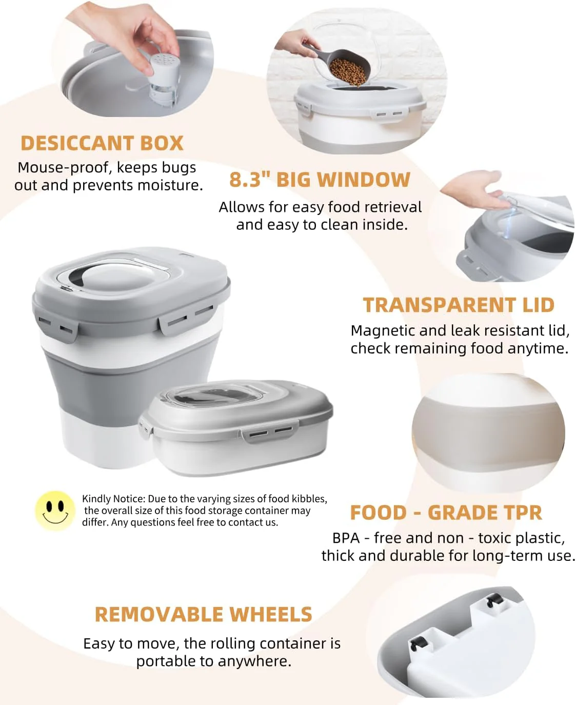 Collapsible Dog Food Storage Container with Lid – Portable Pet Food Bin for Travel & Home | S1338 - Image 9