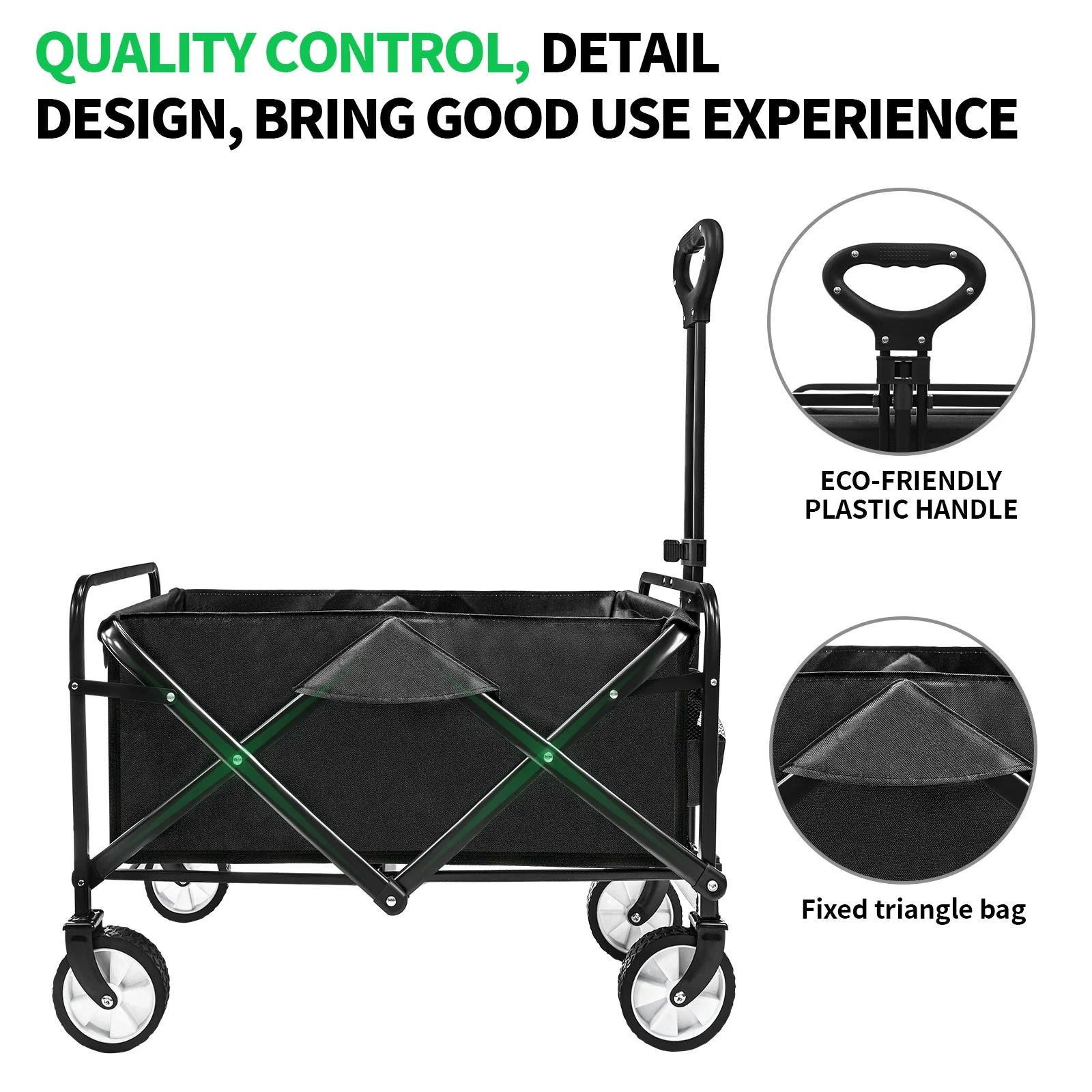 Collapsible Folding Wagon Cart – Heavy-Duty Foldable Utility Wagon AMOTC05 - Image 2
