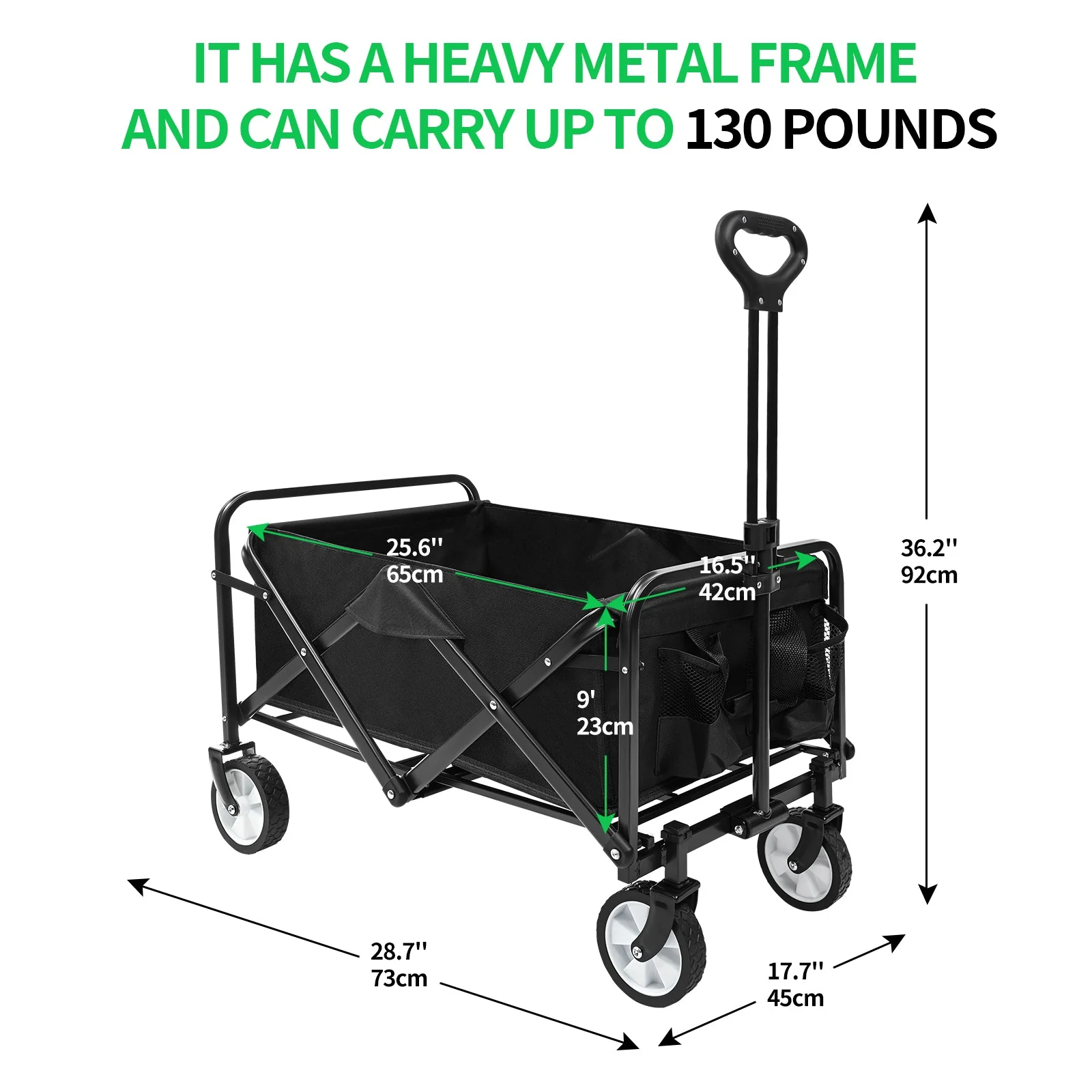 Collapsible Folding Wagon Cart – Heavy-Duty Foldable Utility Wagon AMOTC05 - Image 4