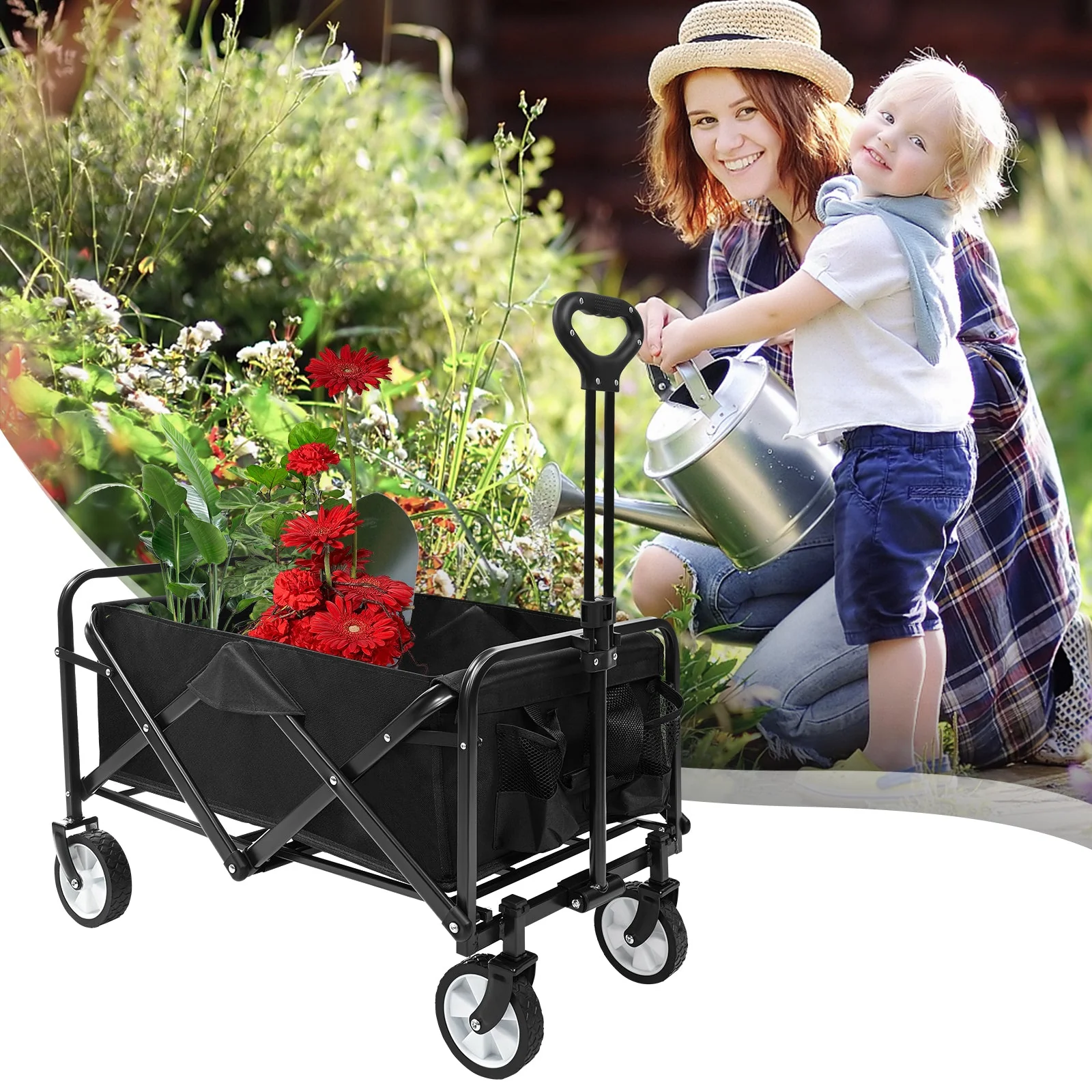 Collapsible Folding Wagon Cart – Heavy-Duty Foldable Utility Wagon AMOTC05 - Image 7