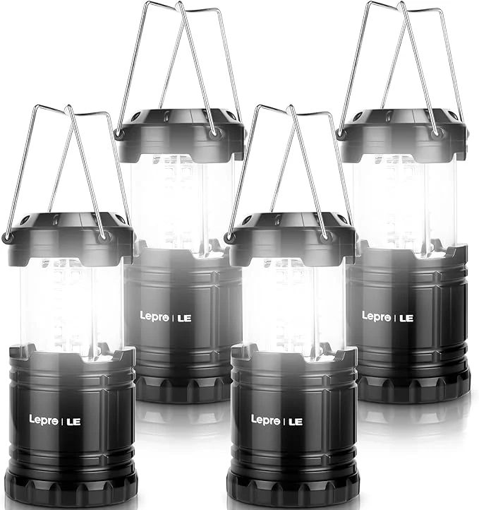 Collapsible LED Camping Lantern 4-Pack Super Bright Battery Powered Emergency Lights IPX4 Water Resistant 4821L