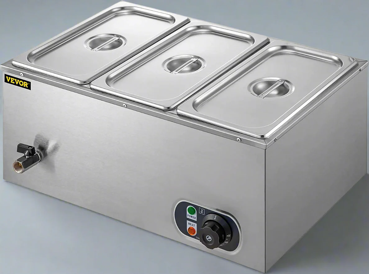 110V Commercial 3-Pan Buffet Food Warmer – 850W Stainless Steel, 16 Qt Capacity | SKU: 454423
