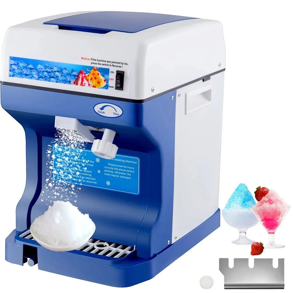 Commercial Electric Shaved Ice Machine | 265 lbs/hr Ice Crusher with Adjustable Blade & Reverse Function 2384882