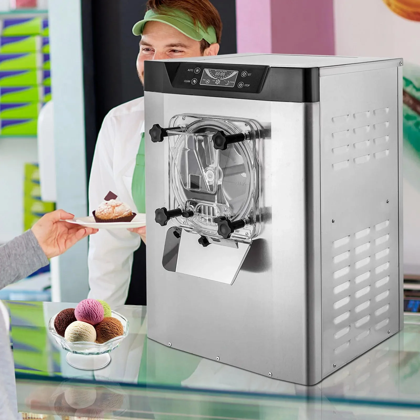 Commercial Hard Ice Cream Machine – 4.2L Cylinder, 20LHour Output, Stainless Steel – YKF618 - Image 4