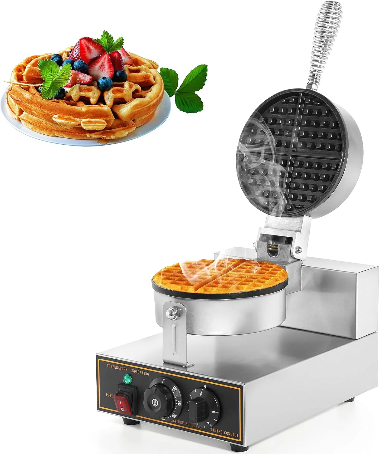 Commercial Non-Stick Waffle Maker – 1200W Stainless Steel with Temperature & Time Control (SKU: S1299)