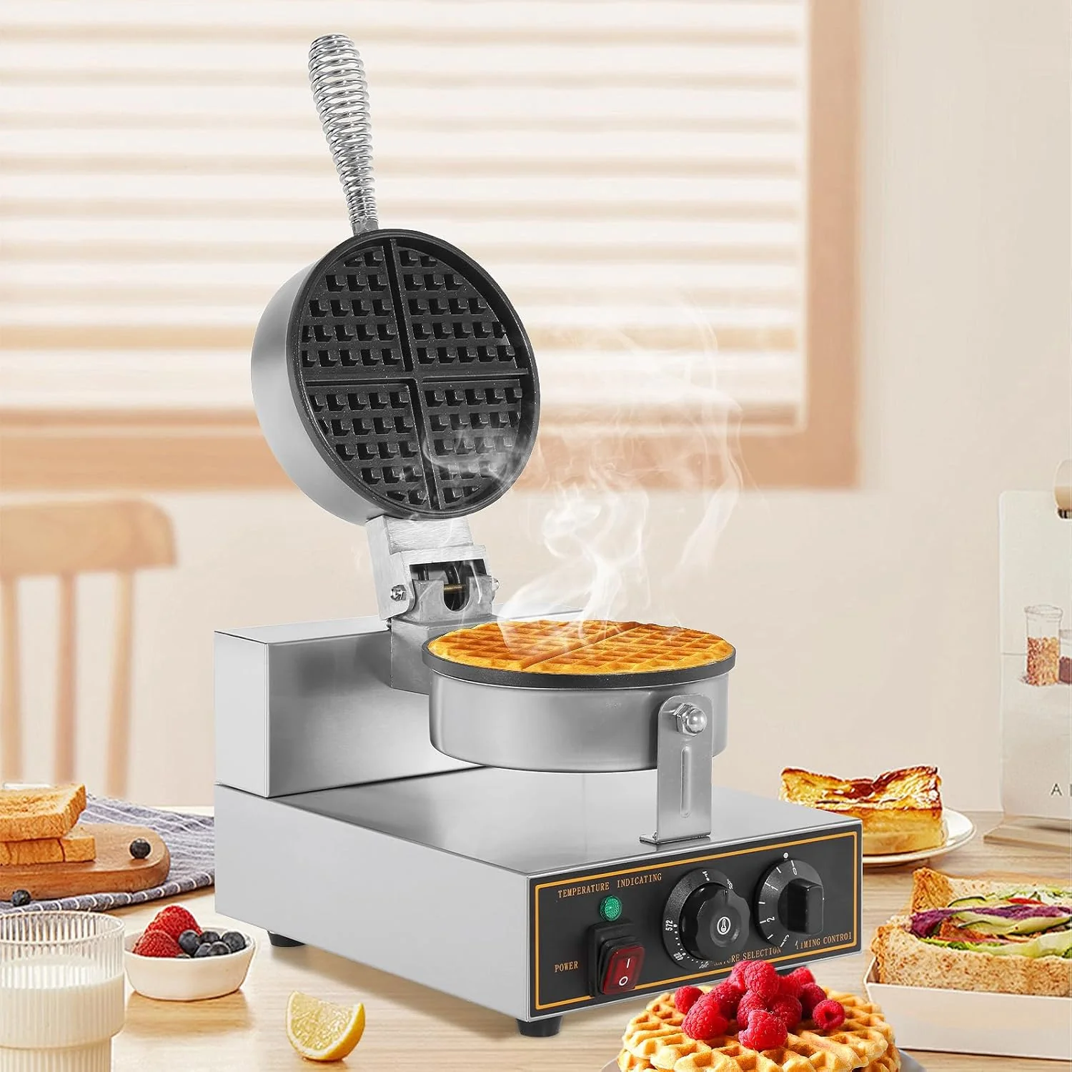 Commercial Non-Stick Waffle Maker – 1200W Stainless Steel with Temperature & Time Control (SKU: S1299) - Image 4