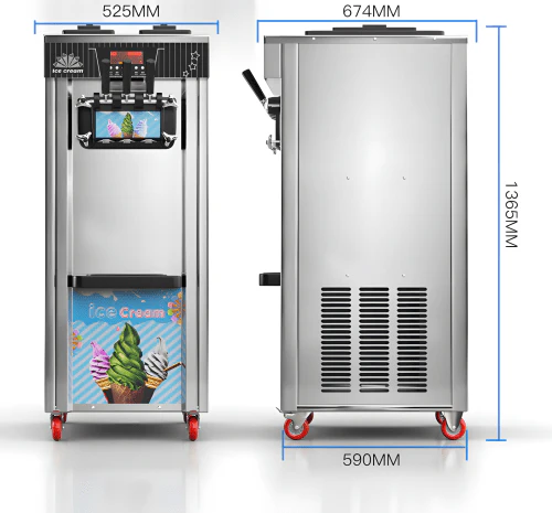 Commercial Soft Serve Ice Cream Machine – Tabletop & Floor Models, Dual 6L Hoppers, 2+1 Flavors for Frozen Yogurt, Gelato & Sorbet - Image 3