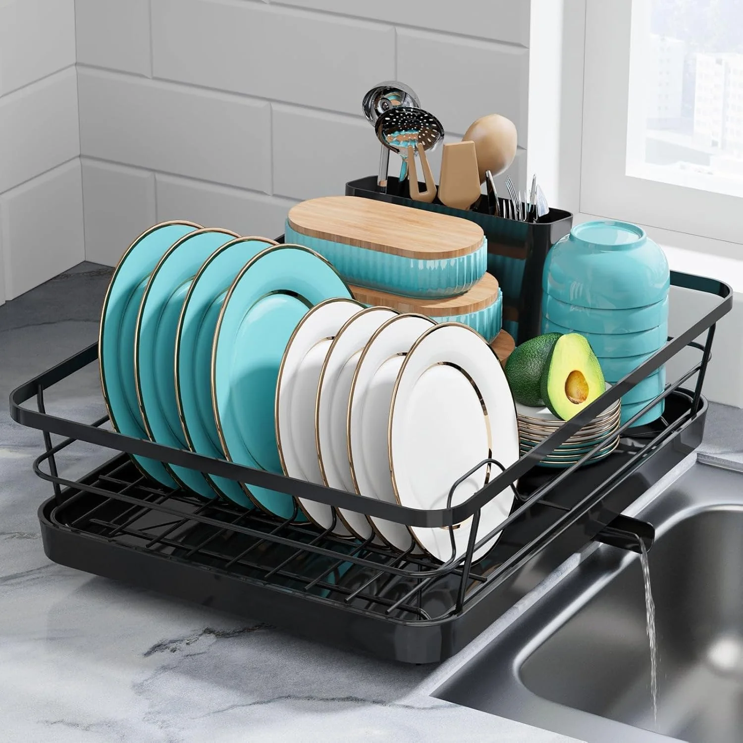 Stainless Steel Dish Drying Rack with Drainboard – Compact Kitchen Organizer | Model S1314