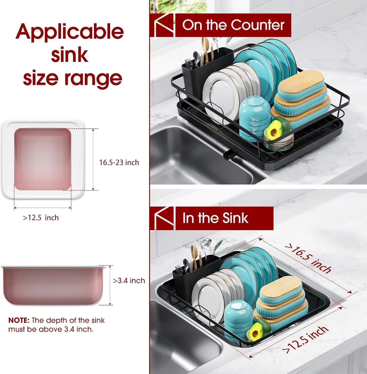 Stainless Steel Dish Drying Rack with Drainboard – Compact Kitchen Organizer | Model S1314 - Image 2