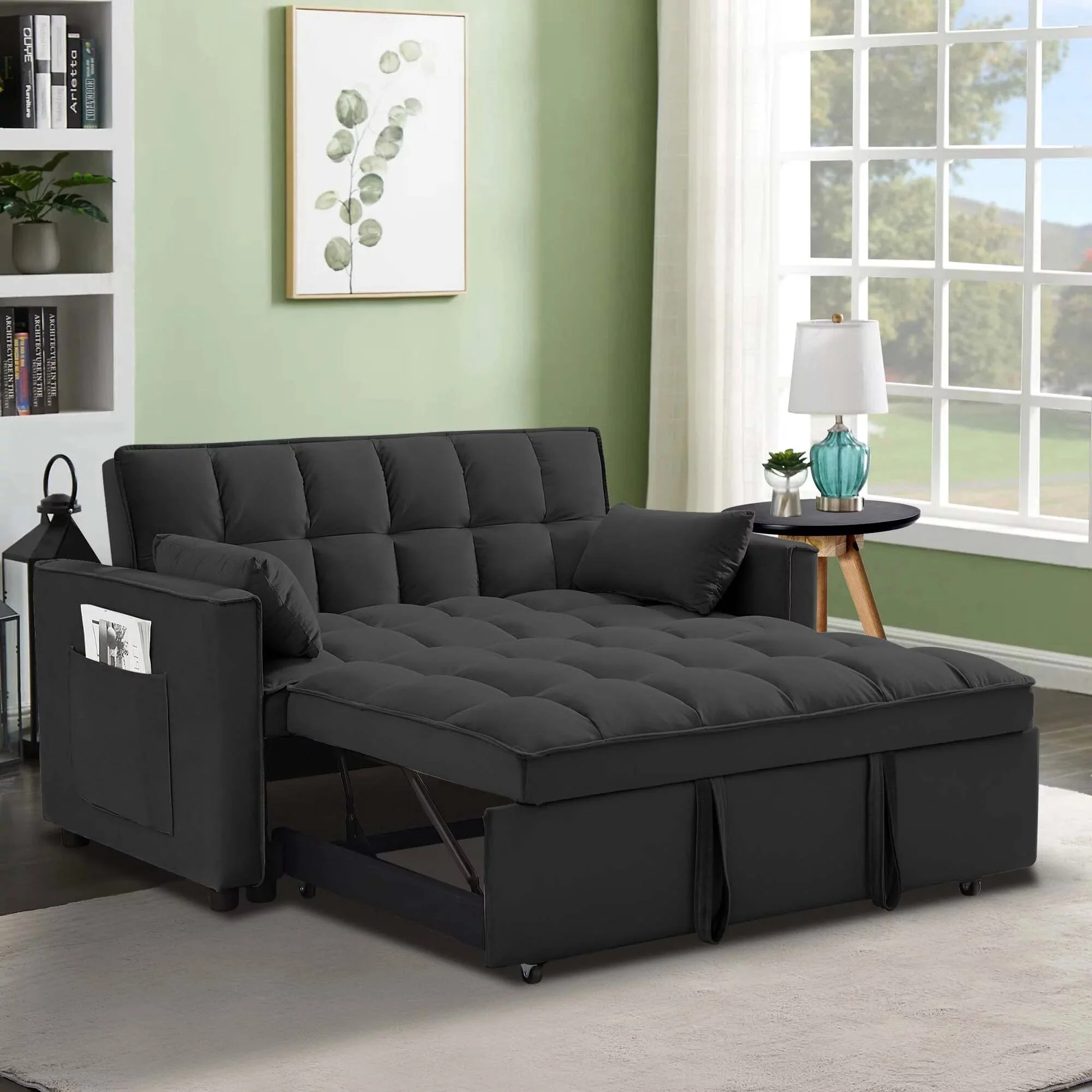 New Velvet Loveseat Sofa Couch – Gray & Black Modern Design