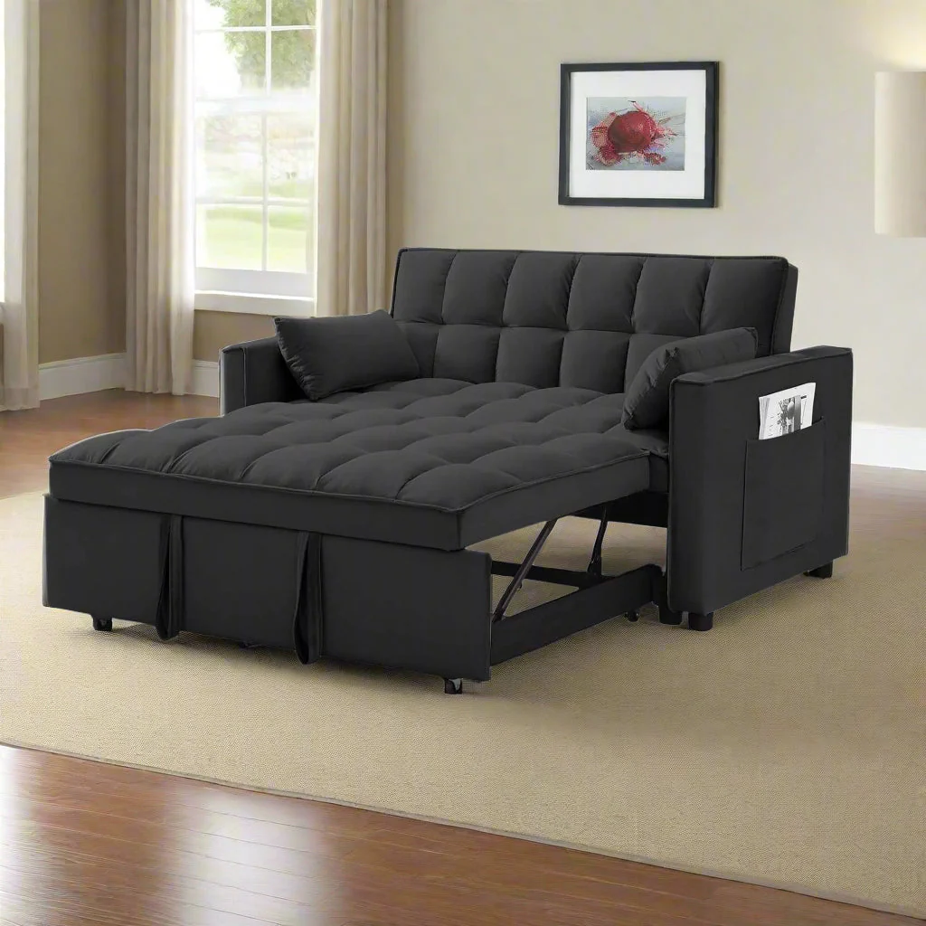 New Velvet Loveseat Sofa Couch – Gray & Black Modern Design - Image 5