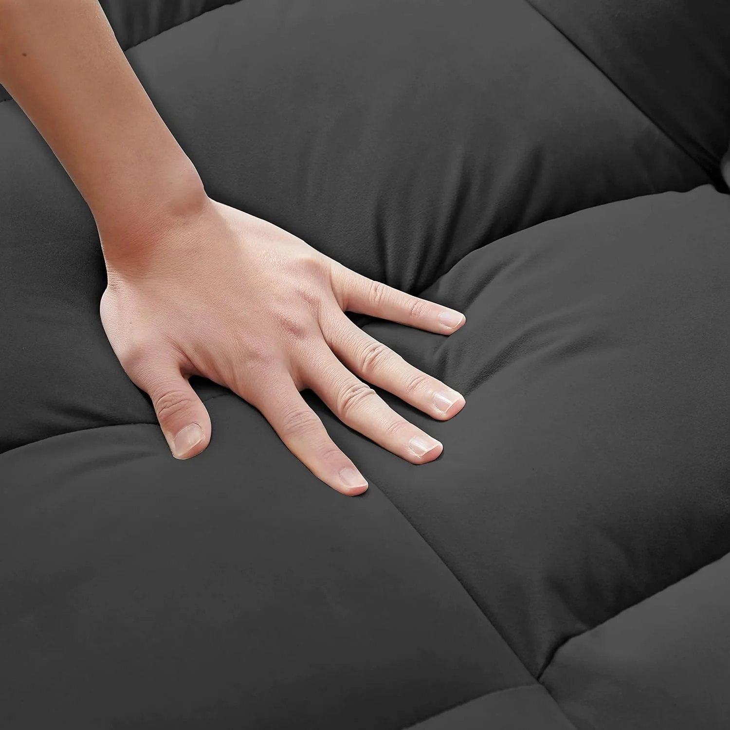 New Velvet Loveseat Sofa Couch – Gray & Black Modern Design - Image 6
