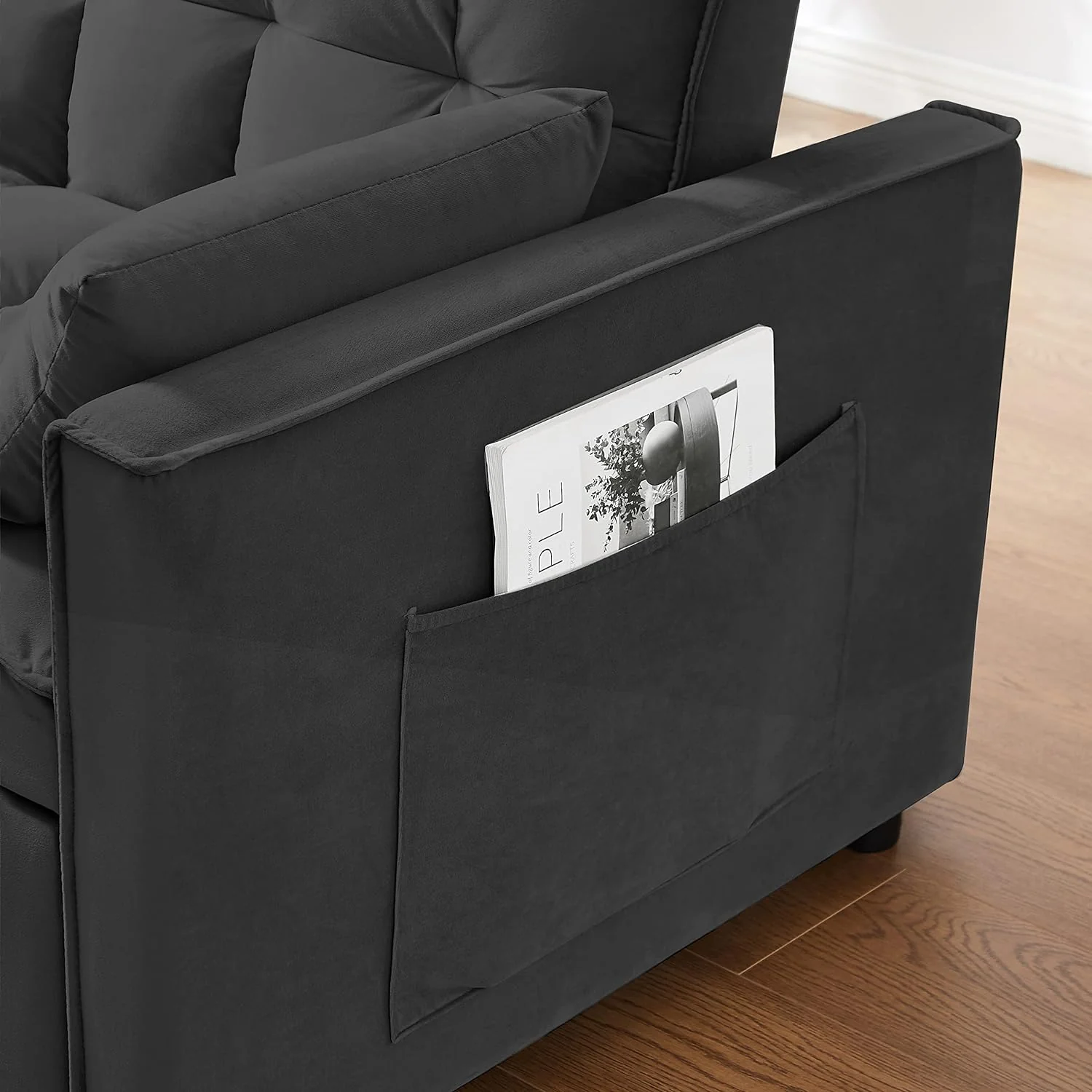 New Velvet Loveseat Sofa Couch – Gray & Black Modern Design - Image 7