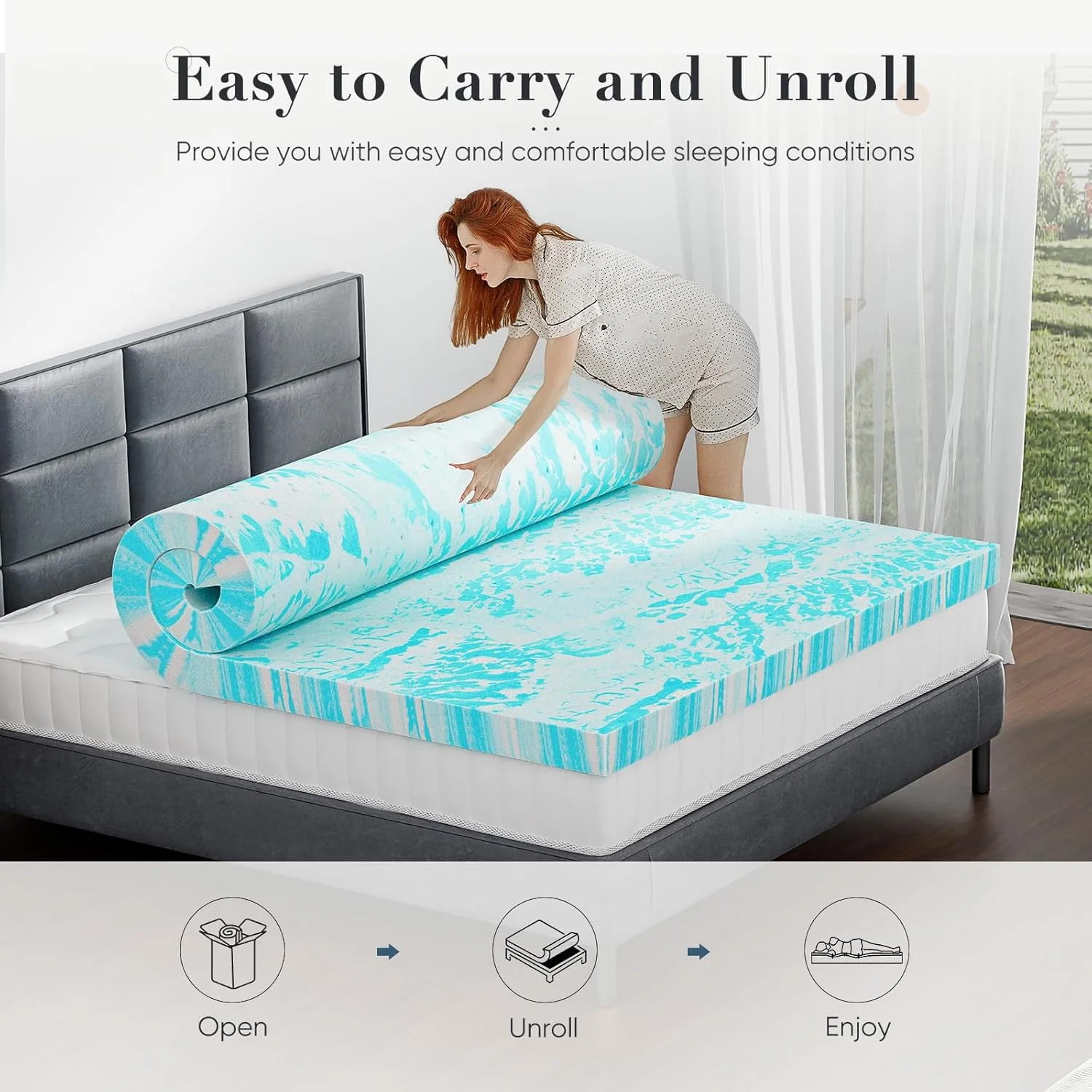 Cooling Gel Memory Foam Mattress Topper – 2" and 3" – Twin, Full, Queen, King – CertiPUR-US - Image 4