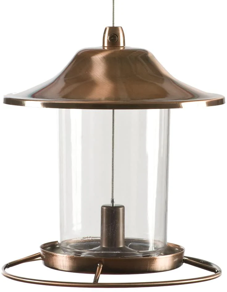 Copper Panorama Bird Feeder – Anti-Squirrel Hanging Feeder with 360° Tray Perch | 525PF
