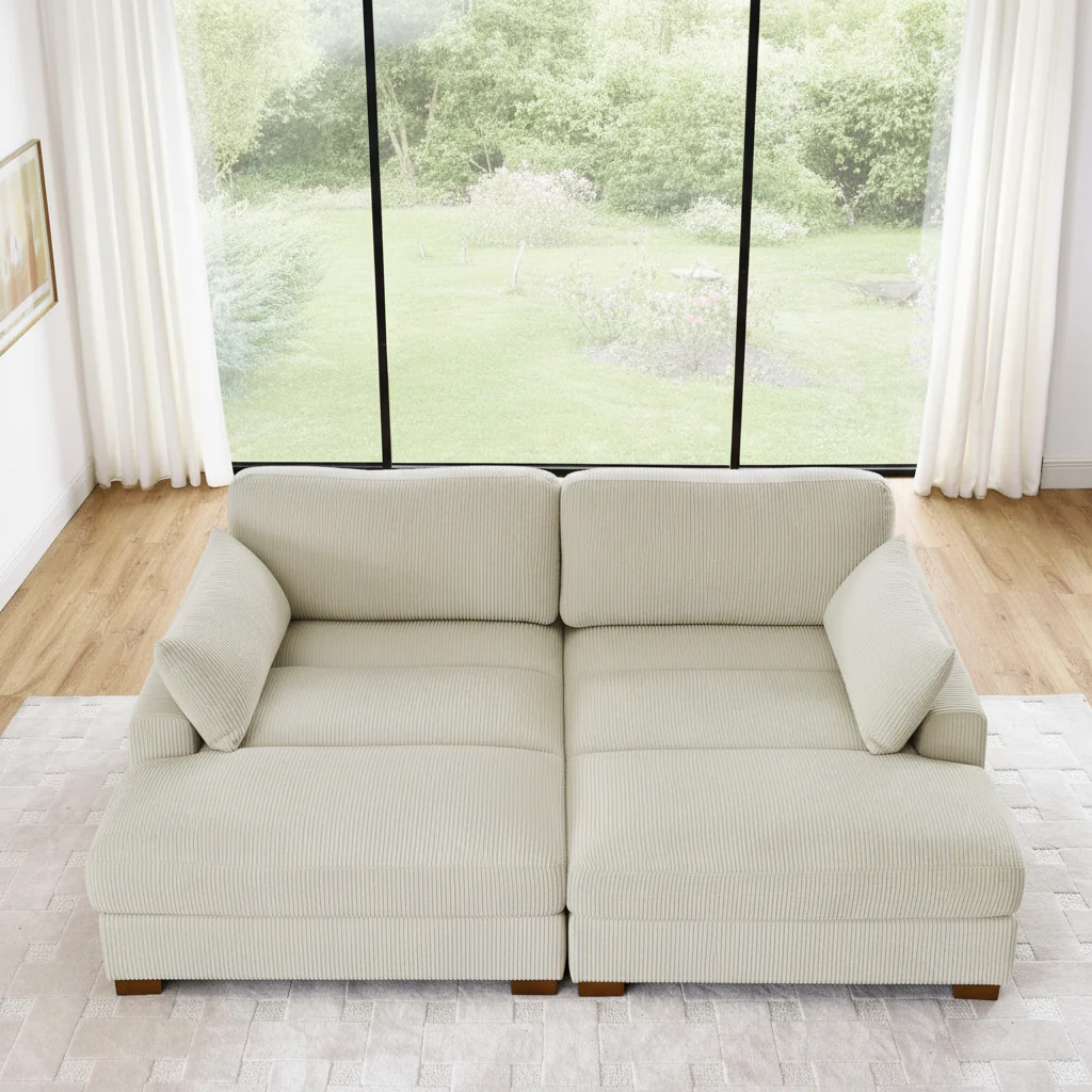 Oversized Corduroy Modular Sofa & Ottoman – Ultra Soft, Customizable Living Room Seating - Image 15
