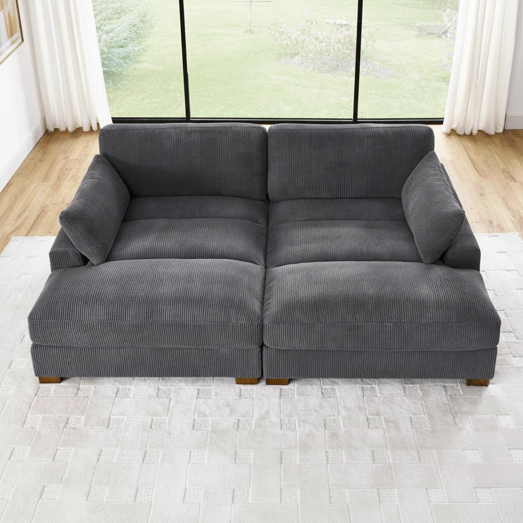 Oversized Corduroy Modular Sofa & Ottoman – Ultra Soft, Customizable Living Room Seating - Image 22