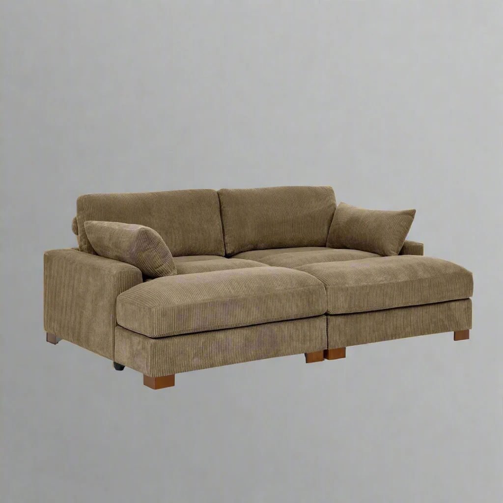 Oversized Corduroy Modular Sofa & Ottoman – Ultra Soft, Customizable Living Room Seating - Image 3