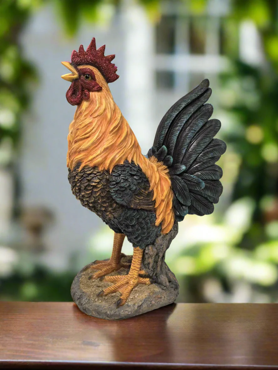 Crowing Rooster Garden Statue – UV-Resistant Resin Yard Décor, 28 x 18 x 39 cm, SKU: 44295206 - Image 3