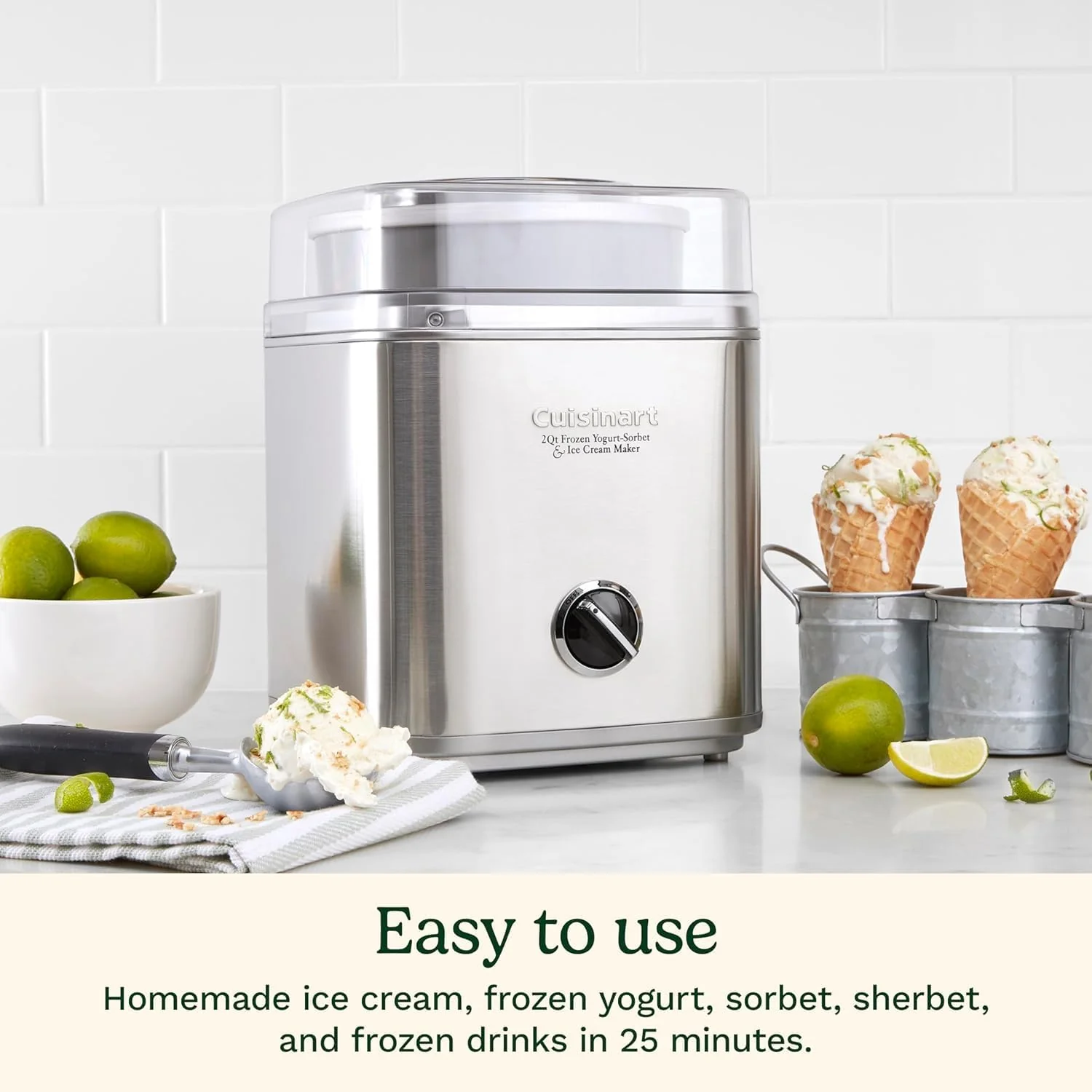 Cuisinart Pure Indulgence Frozen Yogurt-Ice Cream & Sorbet Maker, 2-Qt Capacity, Silver (ICE-30WNC), has scratches,photos added - Image 2
