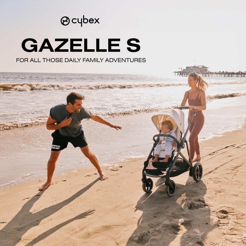 Cybex Gazelle S 2 Stroller – Modular Double Stroller for Infant and Toddler, Includes Detachable Shopping Basket, Over 20+ Configurations, Folds Flat for Easy Storage - Ocean Blue/Silver Frame - Image 2