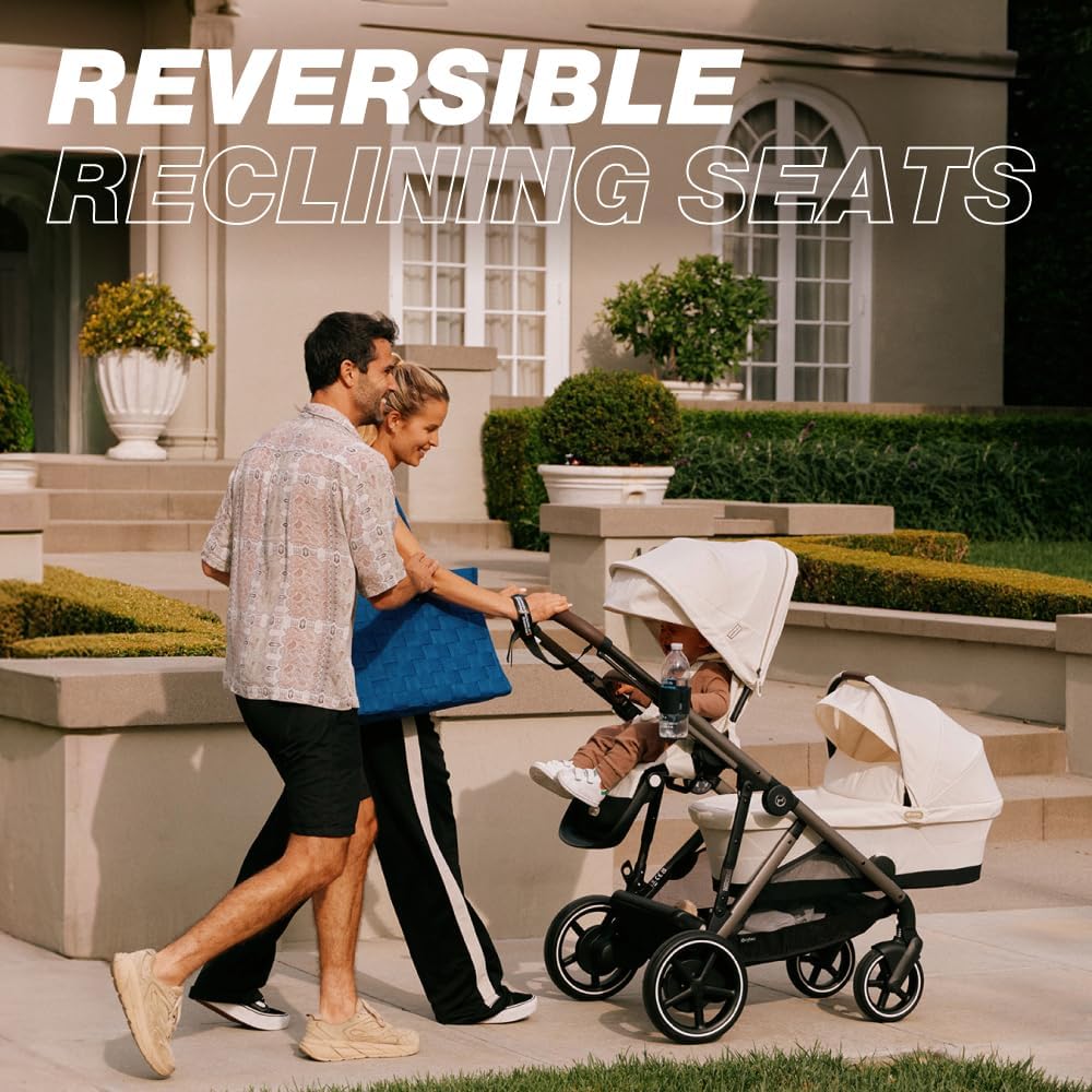 Cybex Gazelle S 2 Stroller – Modular Double Stroller for Infant and Toddler, Includes Detachable Shopping Basket, Over 20+ Configurations, Folds Flat for Easy Storage - Ocean Blue/Silver Frame - Image 4