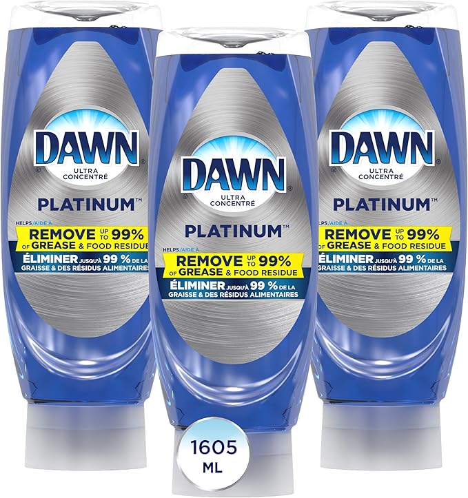 Dawn Platinum EZ-Squeeze Dish Soap Fresh Rain 3 x 535mL Dishwashing Liquid Bundle
