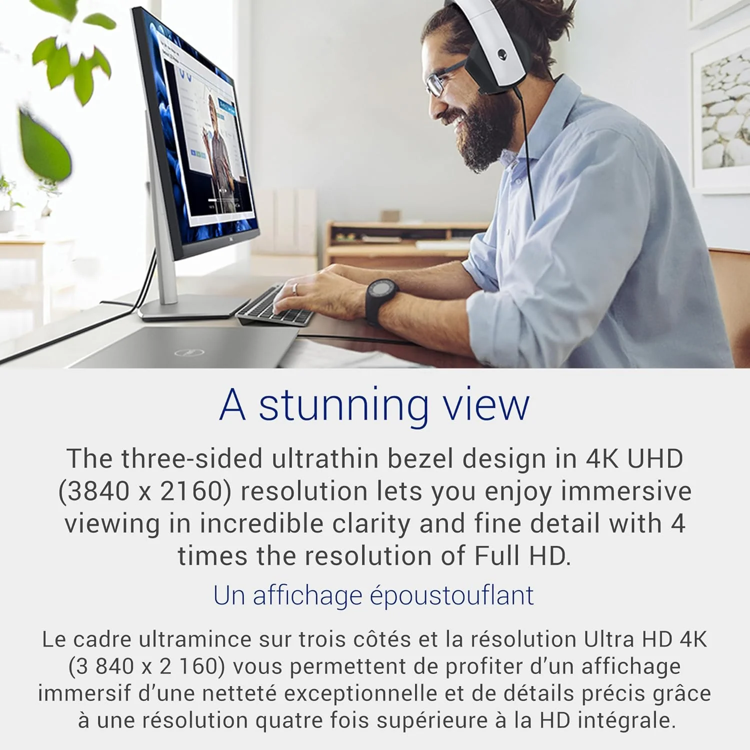 Dell S2721QS 27 Inch 4K UHD (3840 x 2160) IPS Ultra-Thin Bezel Monitor, AMD FreeSync (HDMI, DisplayPort), VESA Certified, Silver - Image 2