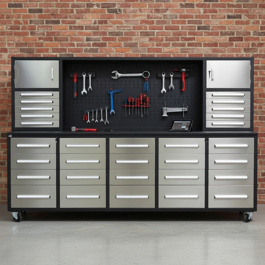 10 FT Heavy-Duty Modular Tool Bench & Cabinet System with 30–40 Lockable Drawers Workbench - Image 15