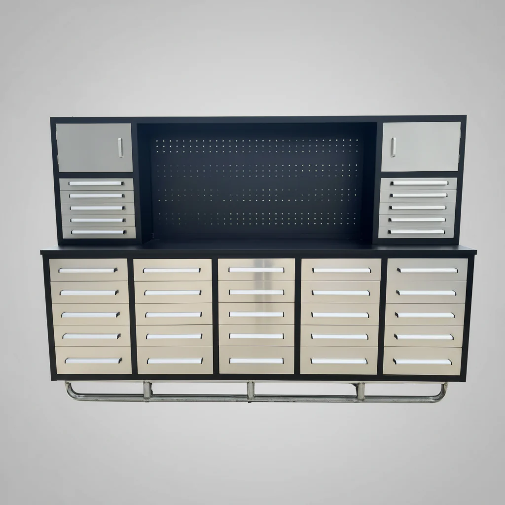 10 FT Heavy-Duty Modular Tool Bench & Cabinet System with 30–40 Lockable Drawers Workbench - Image 16