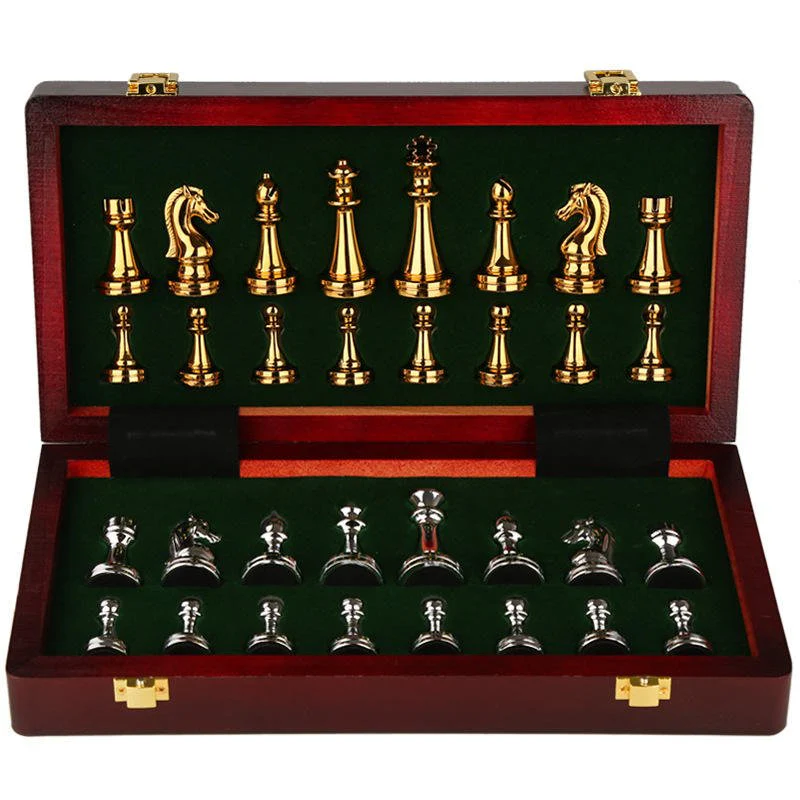 Deluxe Metal Chess Set with Storage – Tournament Board with Staunton Style Pieces | 93C7FX