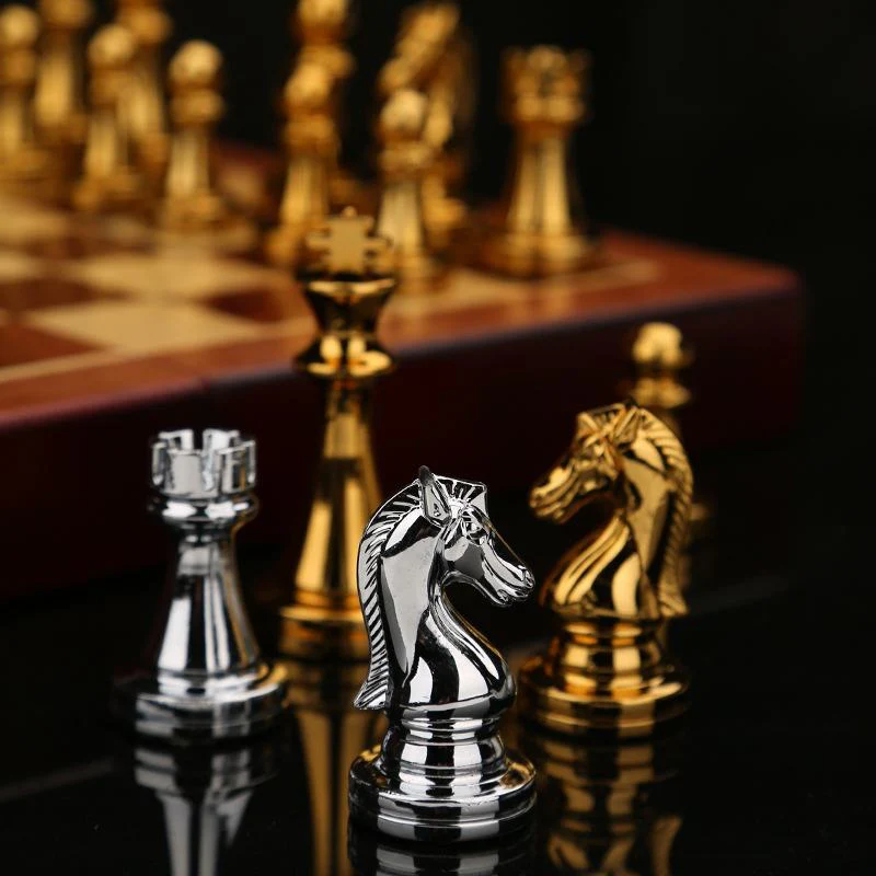 Deluxe Metal Chess Set with Storage – Tournament Board with Staunton Style Pieces | 93C7FX - Image 2
