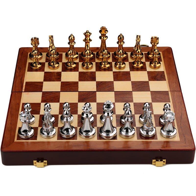 Deluxe Metal Chess Set with Storage – Tournament Board with Staunton Style Pieces | 93C7FX - Image 3