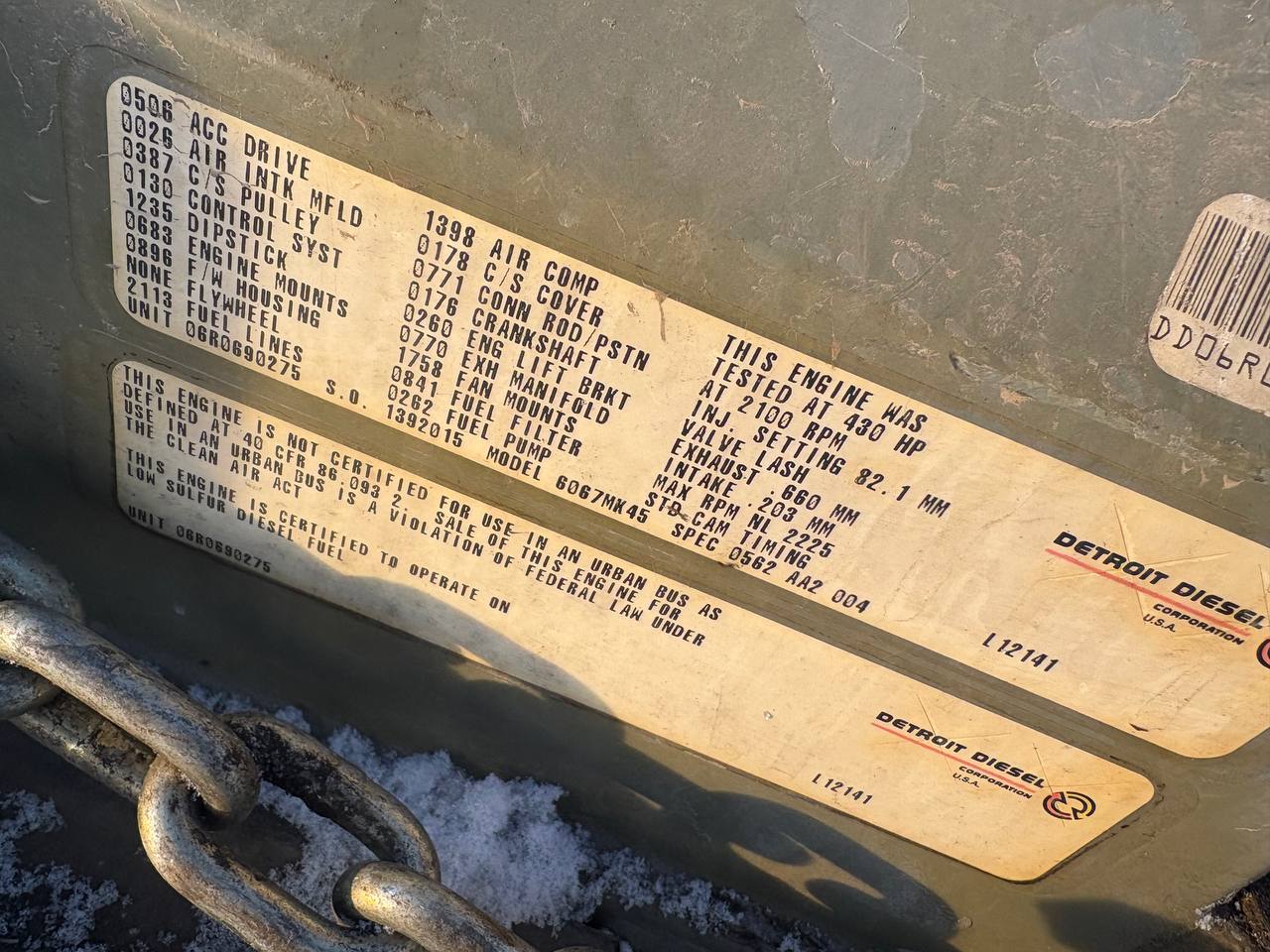 Detroit Diesel 6067MK45 Core Engine – Non-Running - Image 3