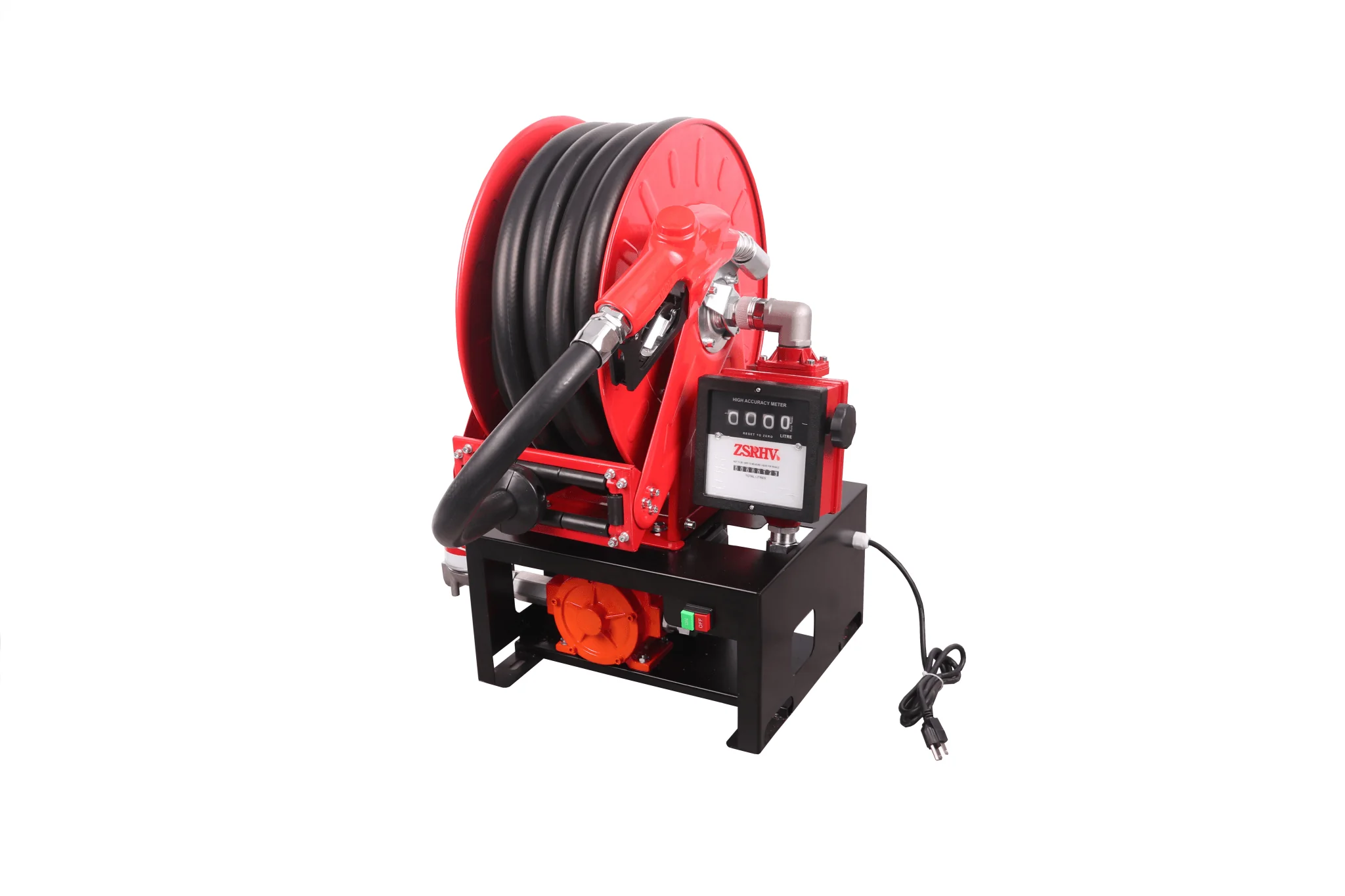 12V & 110V Diesel Fuel Transfer Pump with 50 FT Auto-Retractable Hose Reel - Image 3