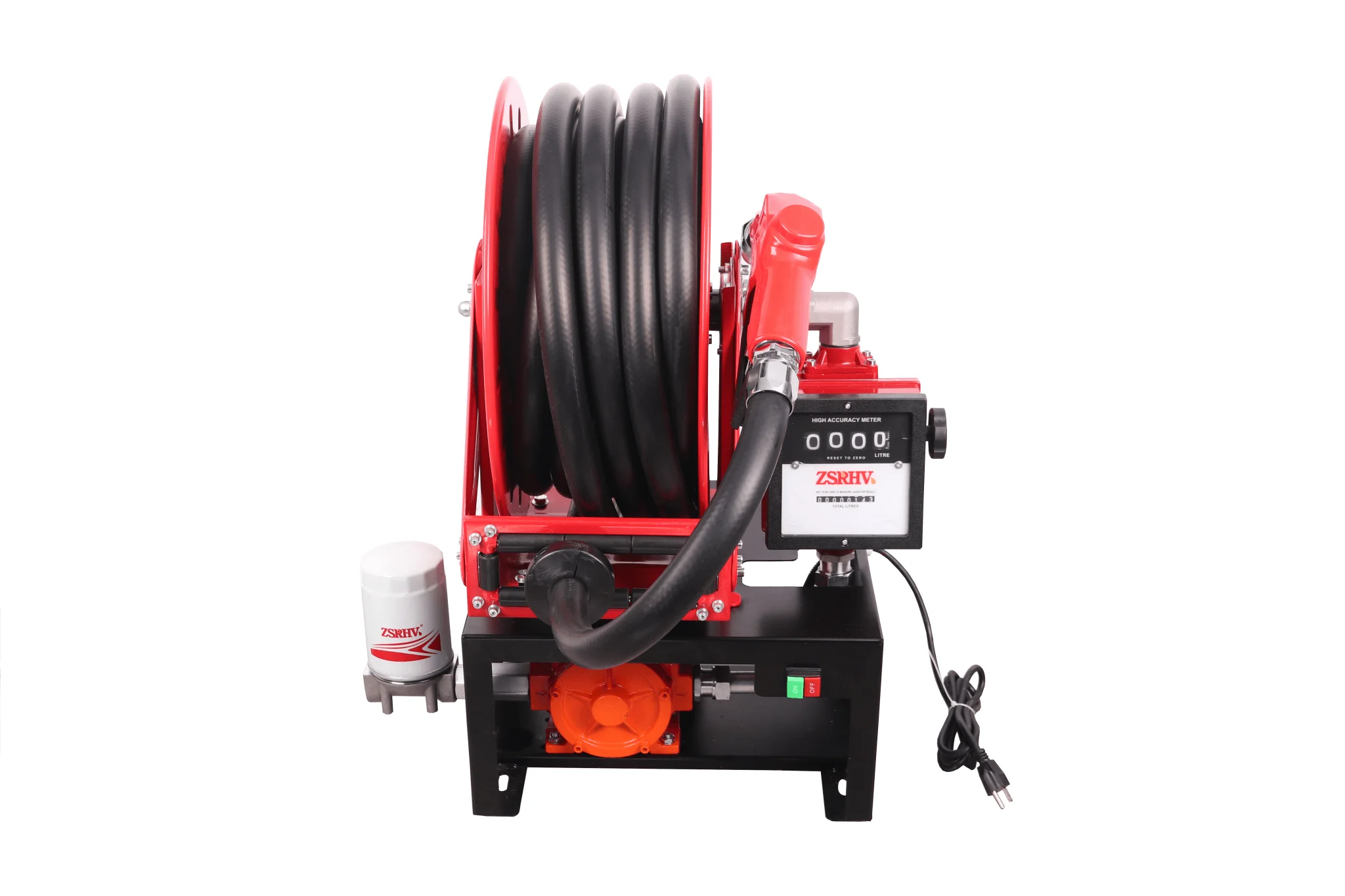 12V & 110V Diesel Fuel Transfer Pump with 50 FT Auto-Retractable Hose Reel - Image 4