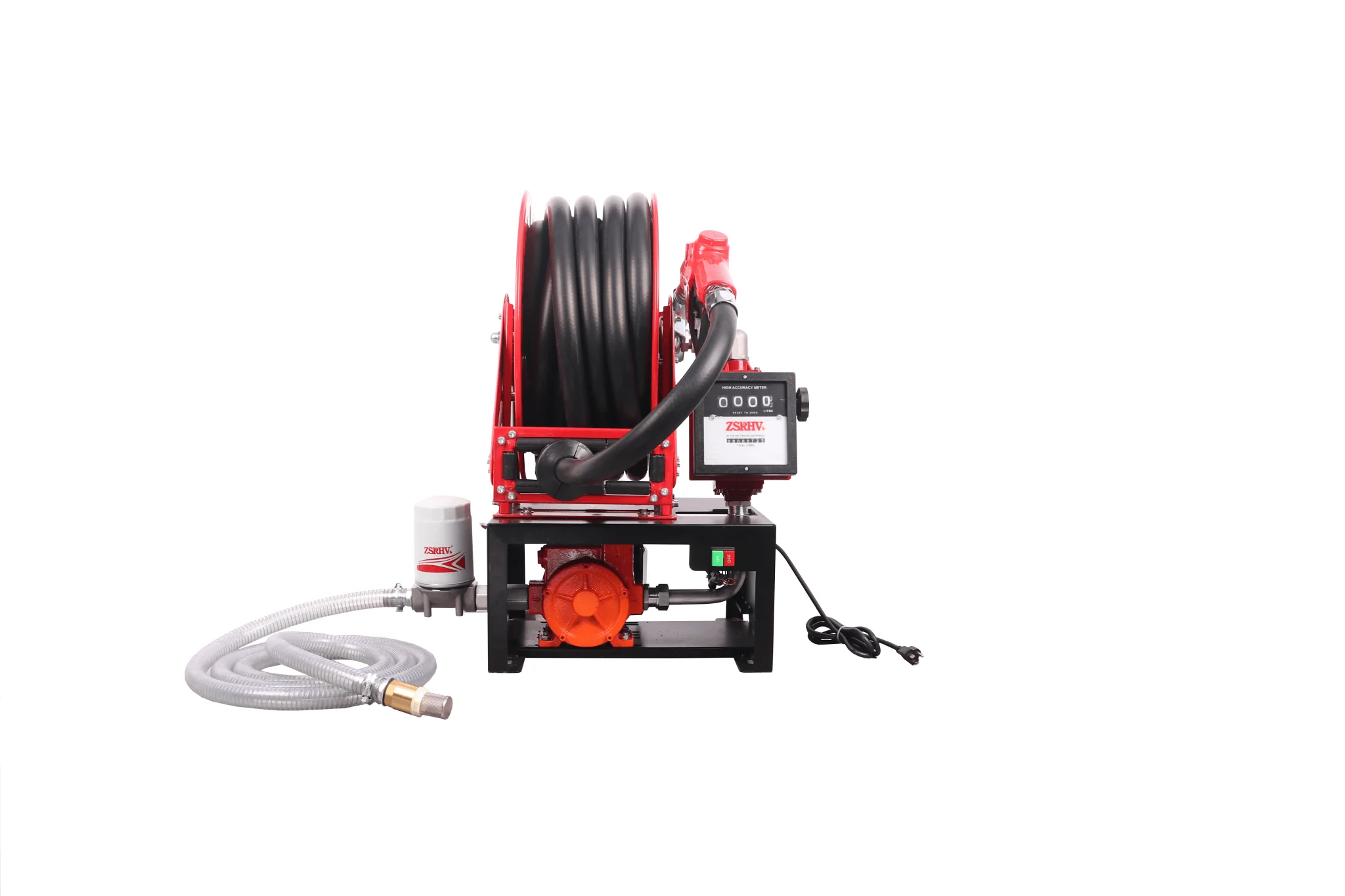 12V & 110V Diesel Fuel Transfer Pump with 50 FT Auto-Retractable Hose Reel - Image 5
