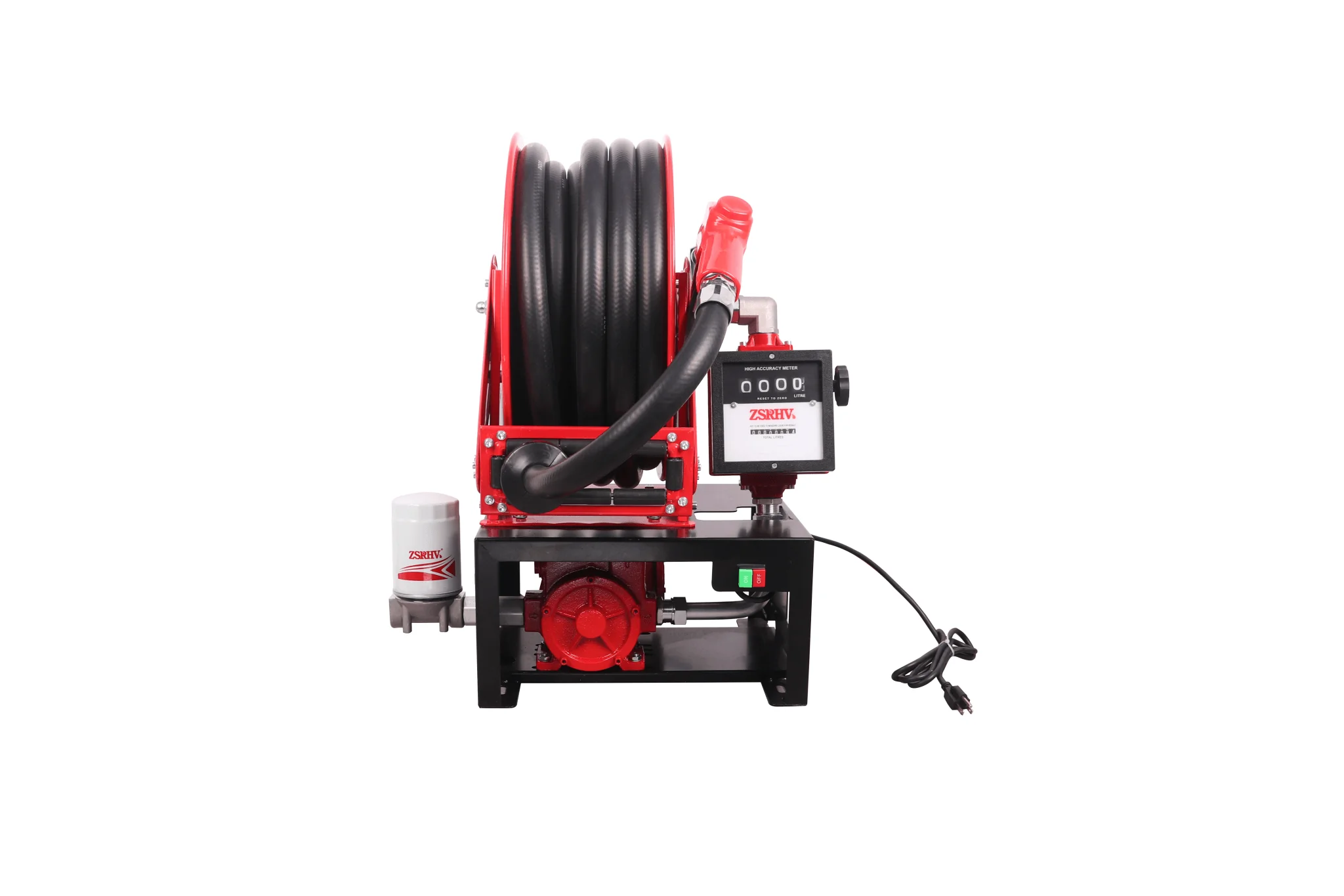 12V & 110V Diesel Fuel Transfer Pump with 50 FT Auto-Retractable Hose Reel - Image 6