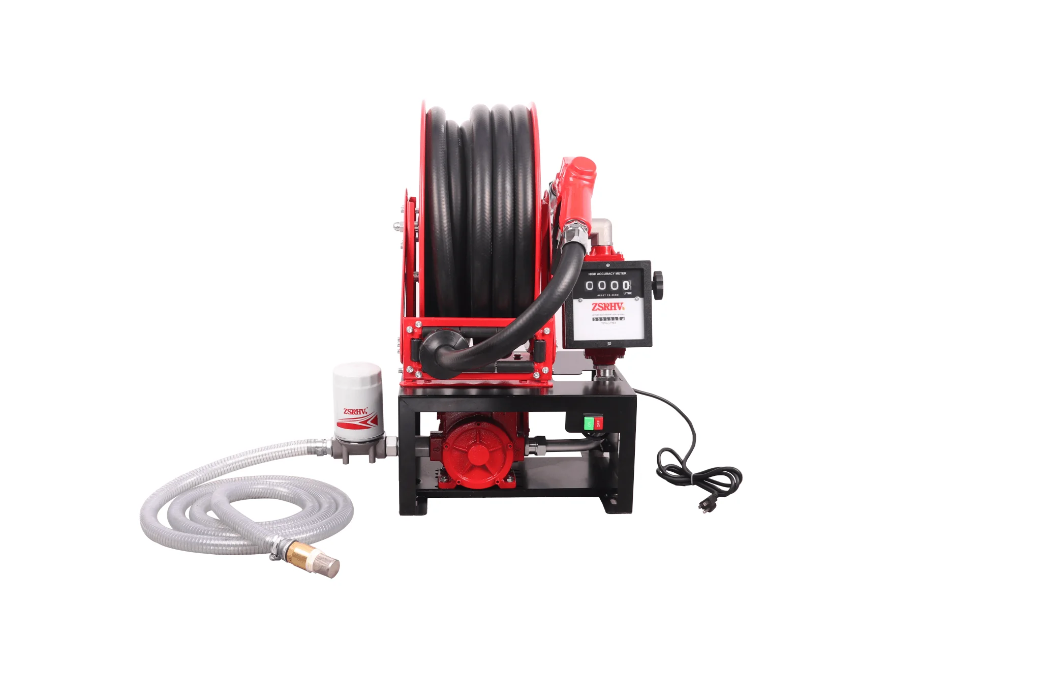 12V & 110V Diesel Fuel Transfer Pump with 50 FT Auto-Retractable Hose Reel - Image 7