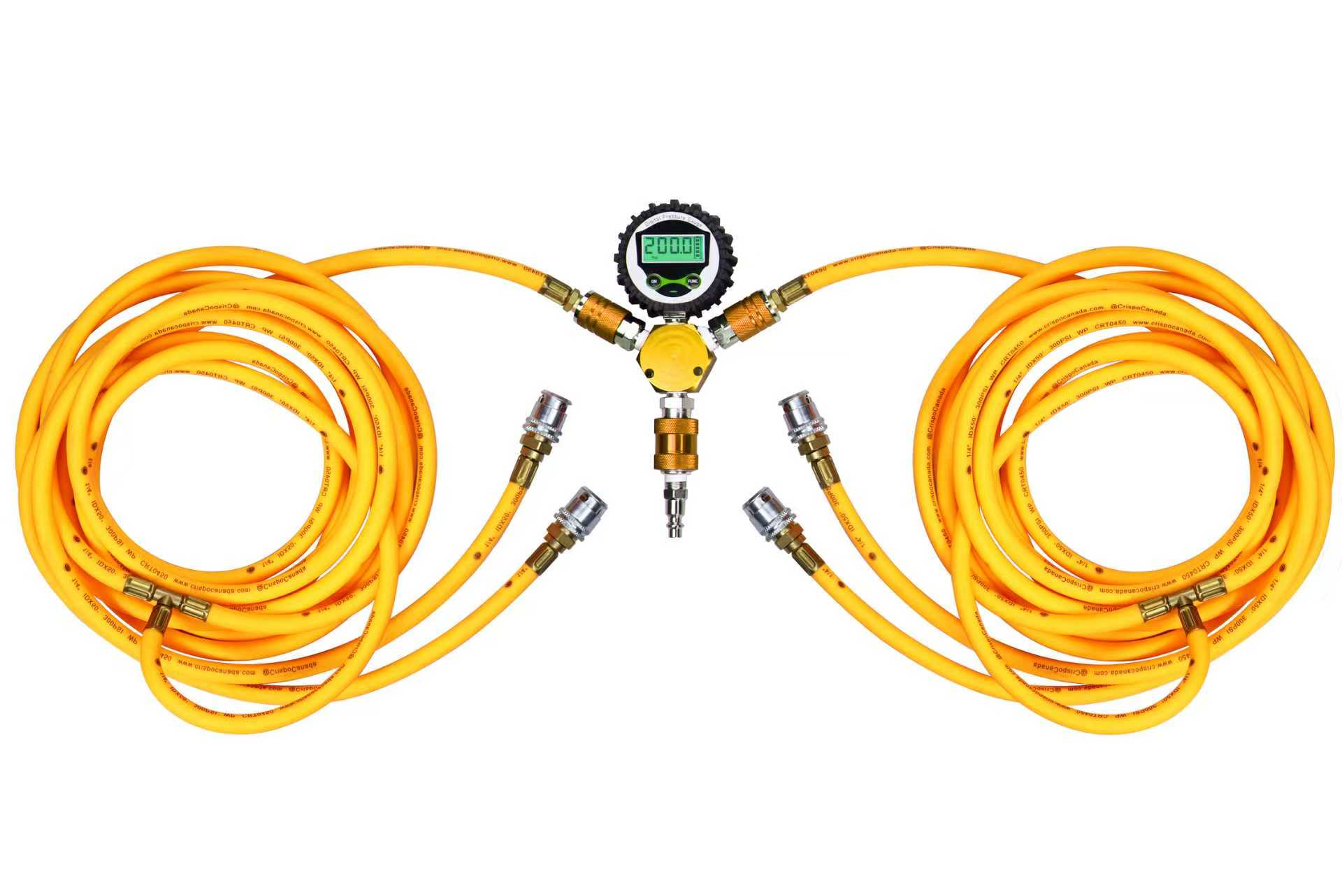 Digital 4-Way Tire Inflation & Deflation System Manifold Gauge with LCD Display, Hoses & Auto Shut-Off – DG4WM