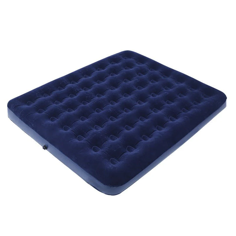 Double Camping Air Mattress – Flocked Blue Inflatable Air Bed with Coil Beam Support – SPTY022