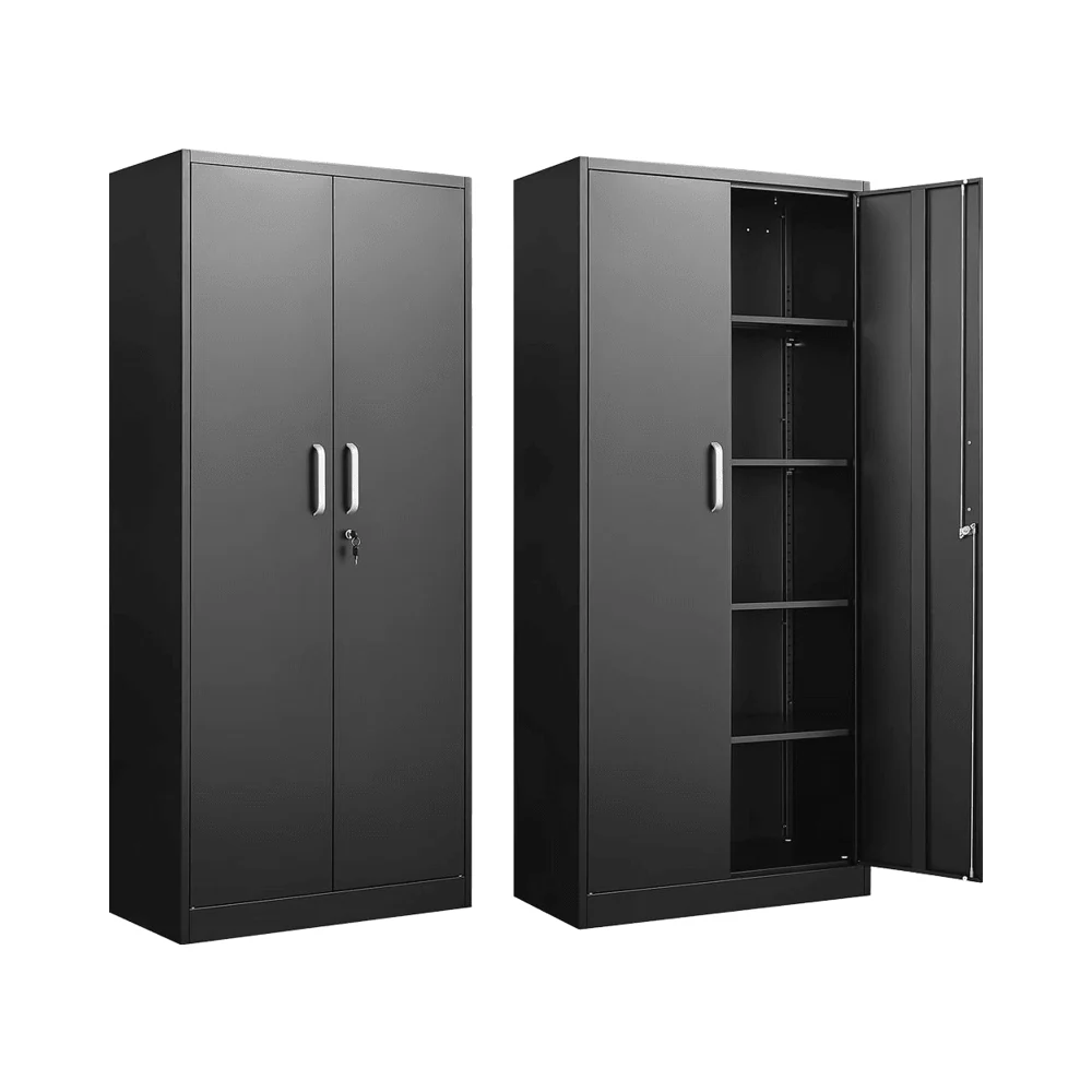 Double Door Steel Storage Cabinet 31.5″ × 15.7″ × 70.9″ Black YCS1D03