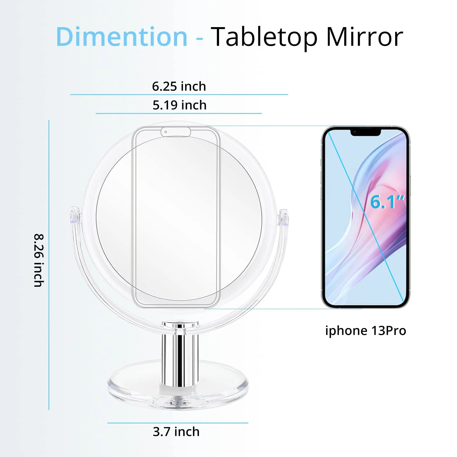 Double-Sided Makeup Vanity Mirror – 1X/2X Magnification 360° Swivel Stand Cosmetic Mirror JXVM97 - Image 2