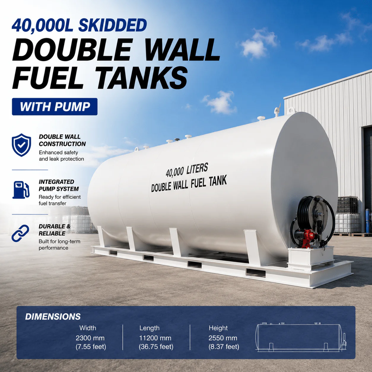 20,000L & 40,000L Skidded Double Wall Fuel Tanks with Pump - Image 2