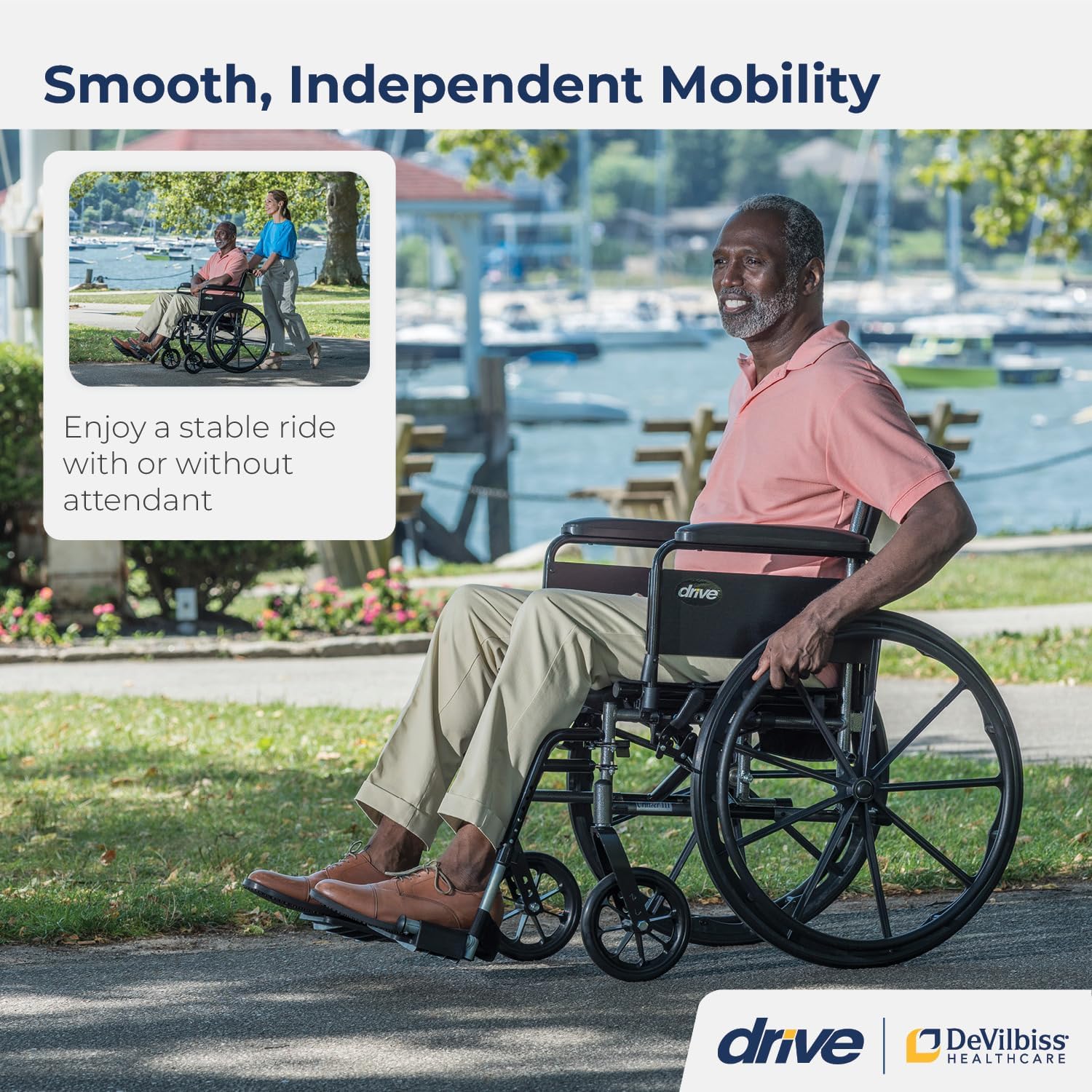 Drive Medical Cruiser Iii Lightweight Wheelchair With Flip Back Removable Arms, 20", 1 Each 1 count - Image 2
