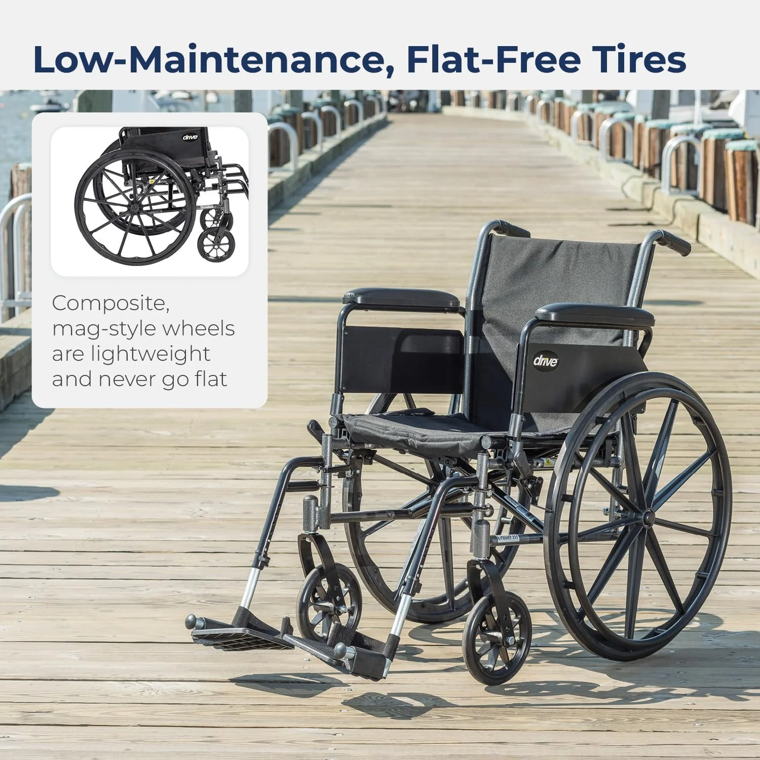 Drive Medical Cruiser Iii Lightweight Wheelchair With Flip Back Removable Arms, 20", 1 Each 1 count - Image 4