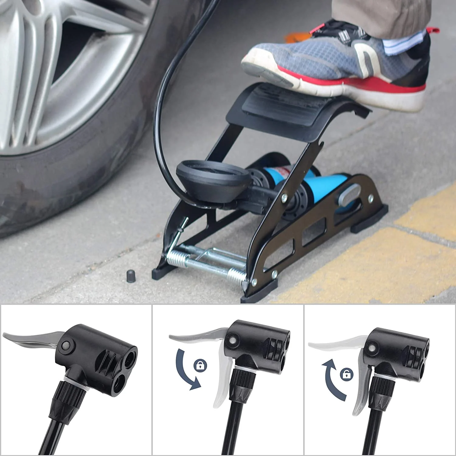 Dual Cylinder Foot Pump – 160 PSI Air Pump for Bikes, Balls & Inflatables, SKU: WT213233 - Image 3